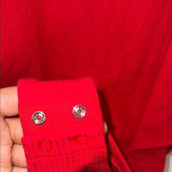 Old Navy Bright Red adjustable strap snap buttoned ribbed bodysuit 3x NWT - Picture 6 of 11